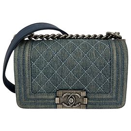 Chanel Boy Flap Small Quilted Denim Azul Azul