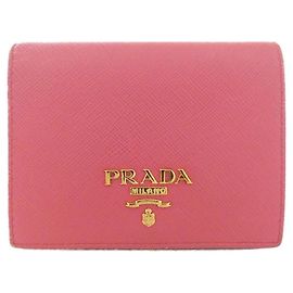 Prada Saffiano Metal Oro Bifold Wallet Pink