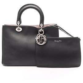 Christian Dior Dior Diorissimo Leather Handbag Black