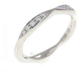 Chanel Camellia Half Eternity Platinum Ring Silvery Metallic