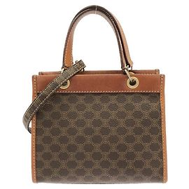 Céline Bolsa de ombro em canvas revestido Celine Marrom