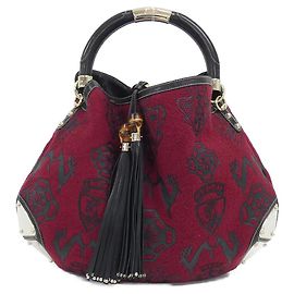 Bolsa de ombro Gucci em lã e couro Marrom