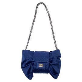 Bolsa de ombro em cetim de seda Chanel Azul