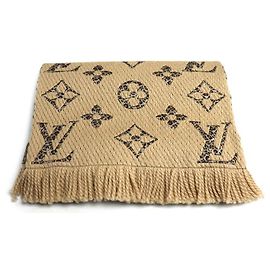 Cachecol Louis Vuitton Giant Monogram Jungle em seda e lã Marrom