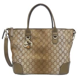 Borsa a tracolla Gucci GG Canvas e pelle Marrone Beige