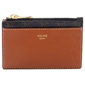 Céline Tarjetero Triomphe Celine de piel y PVC Castaño