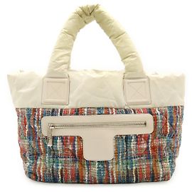 Chanel Coco Cocoon Nylon Leder Tote Bag Weiß