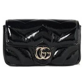 Mini borsa a tracolla Gucci GG Marmont in pelle nera Nero