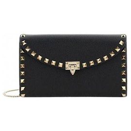 Valentino Garavani Rockstud Chain Wallet Bag Vsh Black