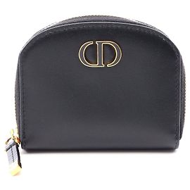 Dior 30 Montaigne Leather Coin Case Black Black