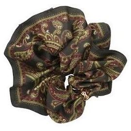 Saint Laurent Paisley Silk Twill Scrunchie Green