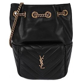 Saint Laurent Mini borsa a secchiello in pelle di agnello nera Nero