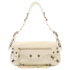 Bolsa de ombro em pele de cordeiro Le Cagole Balenciaga Branco