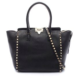 Valentino Garavani Sac cabas 2WAY en cuir Valentino Rockstud Noir