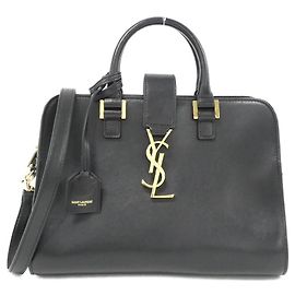 Yves Saint Laurent Saint Laurent Baby Cabas Monogram Kalbsleder Handtasche Schwarz