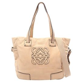 Sac cabas 2way en cuir Anagram Loewe Marron Beige