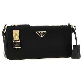 Prada Piccola borsa a tracolla in nylon e pelle Nero