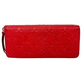 Louis Vuitton Clemence Red Empriente Ledergeldbörse Rot