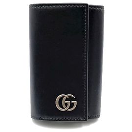 GUCCI GG Marmont Leather Key Case Black