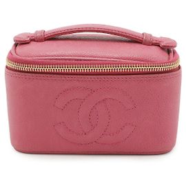 Necessaire de couro caviar Chanel Rosa