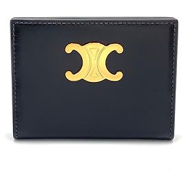 Céline Tarjetero Triomphe Metal Celine en piel negra Negro