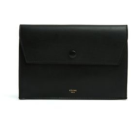 Céline Pochette Enveloppe Noir Phoebe Philo Black Matt Leather Clutch Bag Celine Black