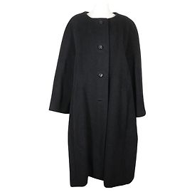 Balenciaga No Collar Long Coat Black