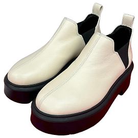 Bottines en cuir THE ROW Noir Blanc