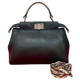 Bolsa 2way de couro de python Fendi Peekaboo Preto