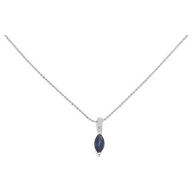 Autre Marque Au750 Sapphire Diamond Necklace Blue