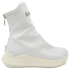 Bottines en cuir Balmain Blanc