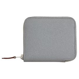 Hermès Silk Compact Wallet Gray Orange