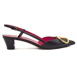 Valentino Logo Slingback Schwarz