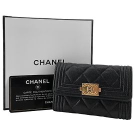 Chanel Boy Gold-toned Flap Cardholder Black
