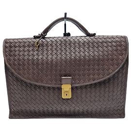 Bottega Veneta Pasta de Documentos Intrecciato Marrom Marrom