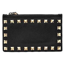 Valentino Rockstud Zip Card Holder Black