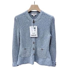 Chanel Cárdigan de algodón para mujer azul cielo Azul