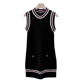 Chanel Cashmere Kurzarmkleid Schwarz/Rosa Schwarz