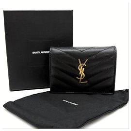 Saint Laurent Monogram Matelassé Compact Wallet Black Black