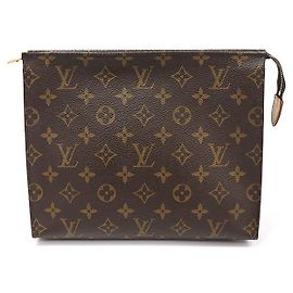 Louis Vuitton Pochette Toilette Monogram Canvas Clutch Marrom