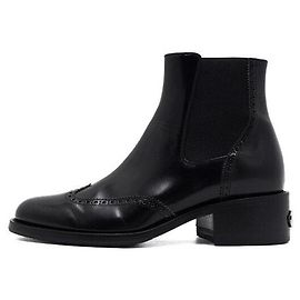 Fendi Decorative Heel Leather Men's Chelsea Boots Black