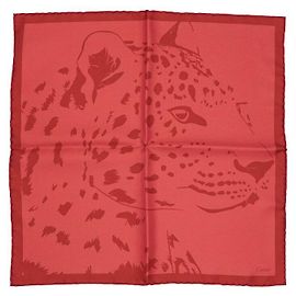 Cartier Sciarpa quadrata in seta Panther rosso mattone Rosso