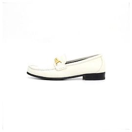 Gucci Mocasines de mujer en cuero blanco con cadena Blanco