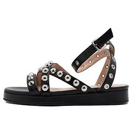 Mulberry Black Leather Studded Strap Women's Sandals Black