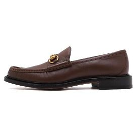 Gucci Mocassins masculinos de couro marrom com bico de freio Marrom