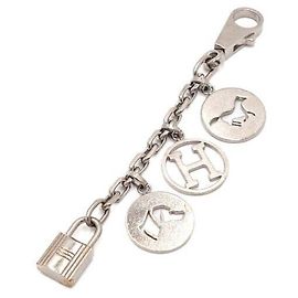 Hermès Silver Amulet Olga Chain Bag Charm Key Ring White