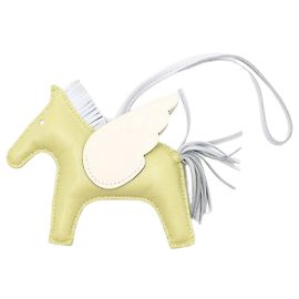 Hermès Charm per borsa Pegasus Medallion MM Rodeo Blu Giallo Bourgeon Swift D'oro