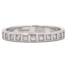 Chopard White Gold Half Set Diamond Ice Cube Ring Size Silvery