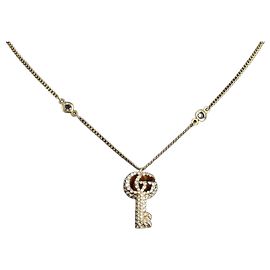 Gucci Collar de llave GG de cristal chapado en oro para mujer Multicolor