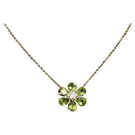 Van Cleef & Arpels Yellow Gold Fleurette Hawaii Peridot Diamond Pendant Necklace Yellow